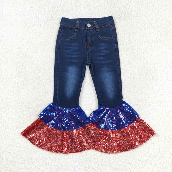 4th of July blue and red sequin denim pants