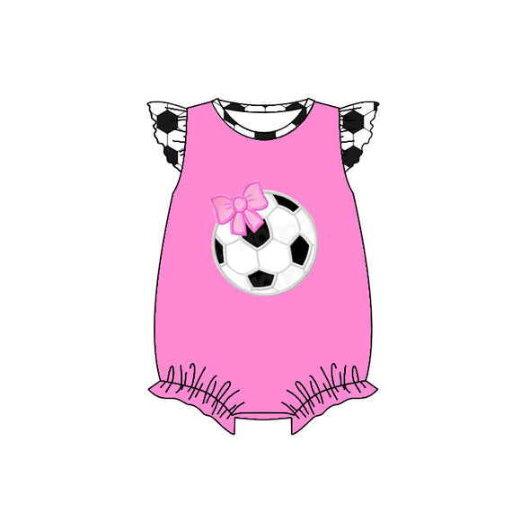 SR0826--pre order football pink girls romper