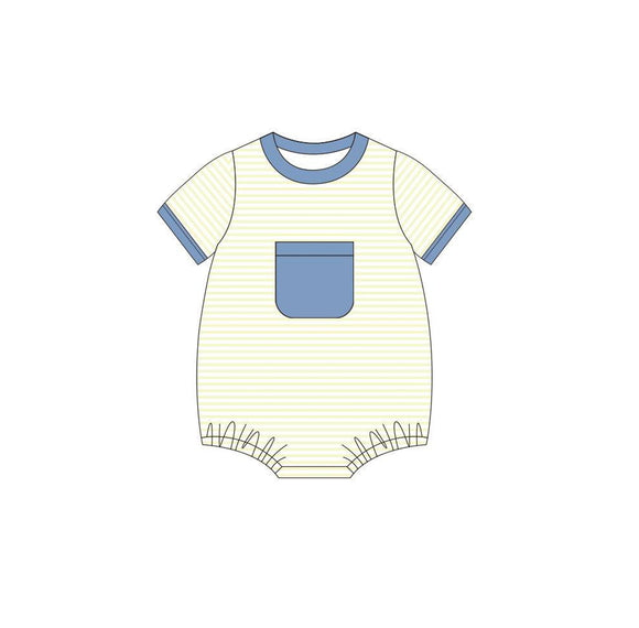 Deadline May 15 pre order Short sleeves stripe pocket baby boy romper