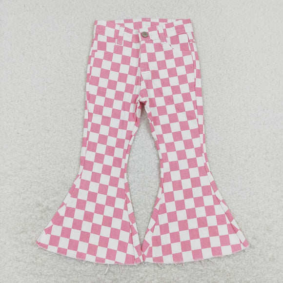 P0348-- Pink checkerboard denim jeans