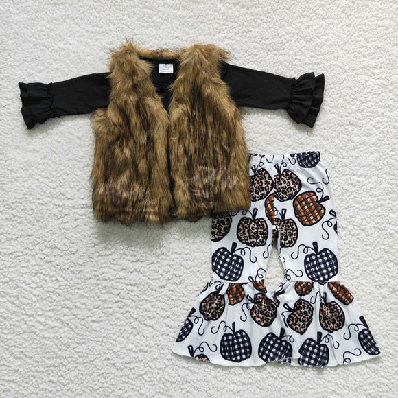 GLP0878--black Pumpkin girl clothing  outfits +brown vest