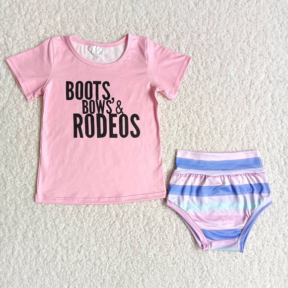 pink boots Summer bummies suit