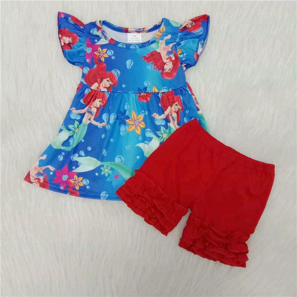 cartoon blue and red Girl's Summer outfits