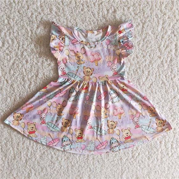 pink teddy bear summer girl dress