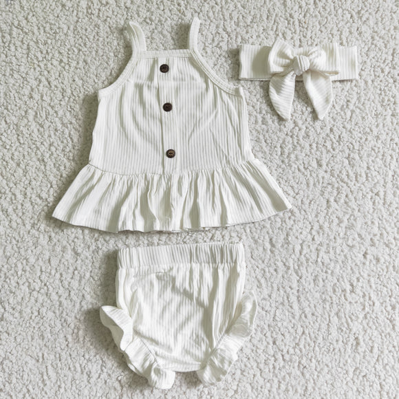 white bummies suit+BOW