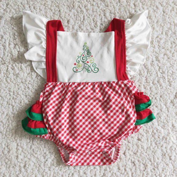 Christmas red plaid baby romper