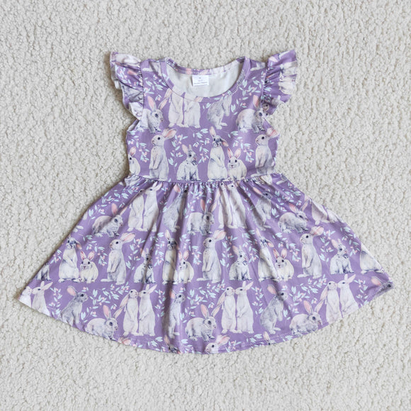 Easter purple cartoon  print dress