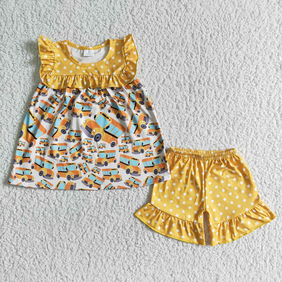 summer yellow bus girl clothing