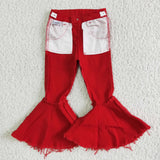 new style red Bell-bottom jeans