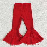 new style red Bell-bottom jeans