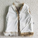 brown and white woolen vest