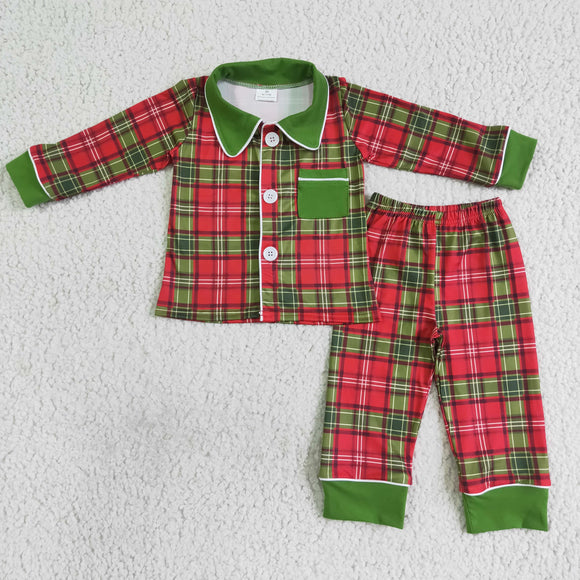 red and green plaid boys pajamas clothing