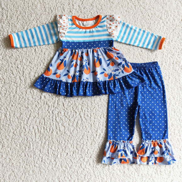 blue stripe orange girls clothing