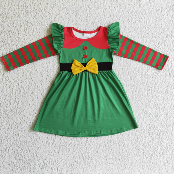 Christmas green stripe dress