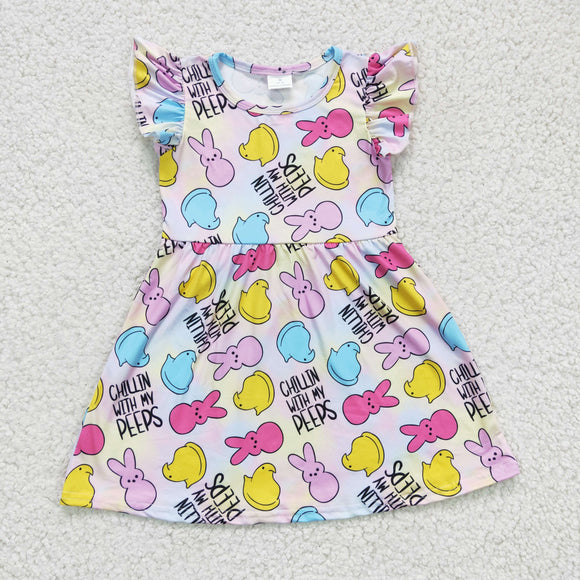 Easter pink and blue girls dress