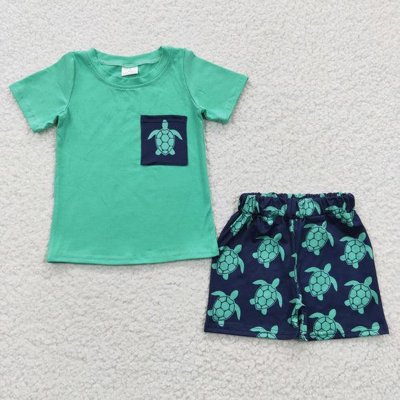 green boy's  print Summer outfits