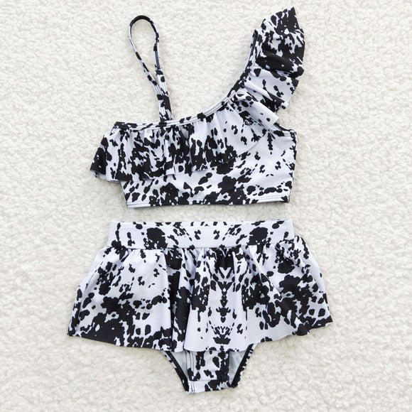summer black and white prints girls swimsuit