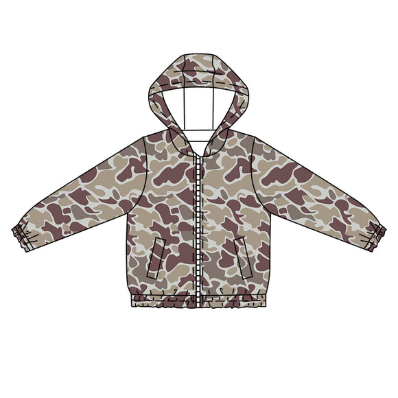 Pre-order BT1033 long sleeve camo milk silk  zipper coat