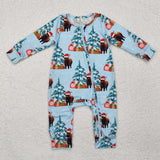 LR1459  long sleeves Christmas highland cow bamboo sleeper