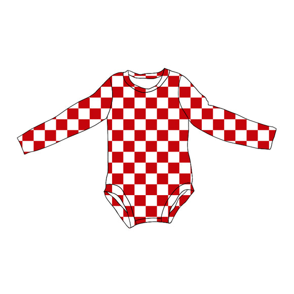 moq 3 Red checkerboard  romper