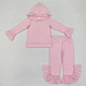 GLP2059 long sleeve cotton pink girls outfits