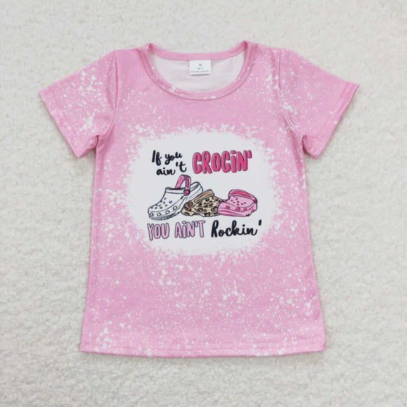 GT0443-- shoes pink short sleeve top