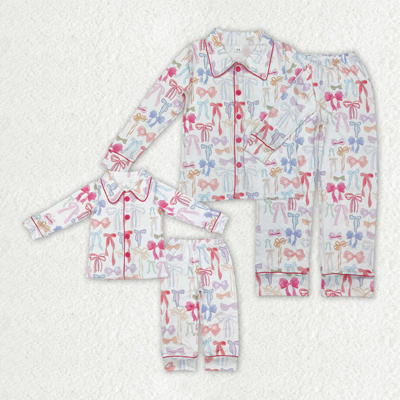 Family Matching Adult Baby girls bow clothing pajamas