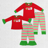 Christmas long sleeve embroidery Milk biscuit kids pajamas