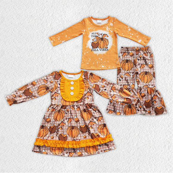 fall vibes pumpkin long sleeve kids clothing