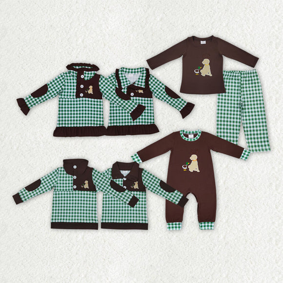 Matching  Baby girls boys outfits embroidery clothing