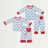 Christmas Santa blue boys and girls pajamas