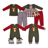 Thanksgiving embroidery turkey kids clothing