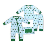 lomg sleeve tractor kids clothes bamboo  pajamas