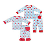 Christmas Santa blue boys and girls pajamas