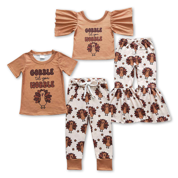 Thanksgiving gobble brown kids clothing