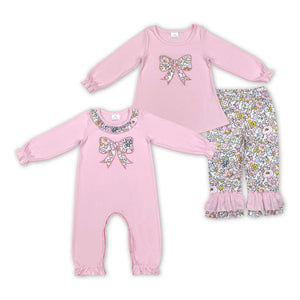 embroidery spring floral pink kids clothing