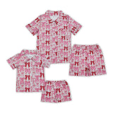 Family Matching Adult Baby girls pink bow pajamas