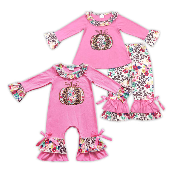 Halloween embroidery pumpkin fliral pink clothing