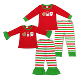 Christmas long sleeve embroidery Milk biscuit kids pajamas