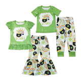 Matching Happy lucky green kids outfits