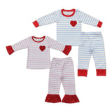 Matching Valentine's dayd embroidered  boys and girls pajamas