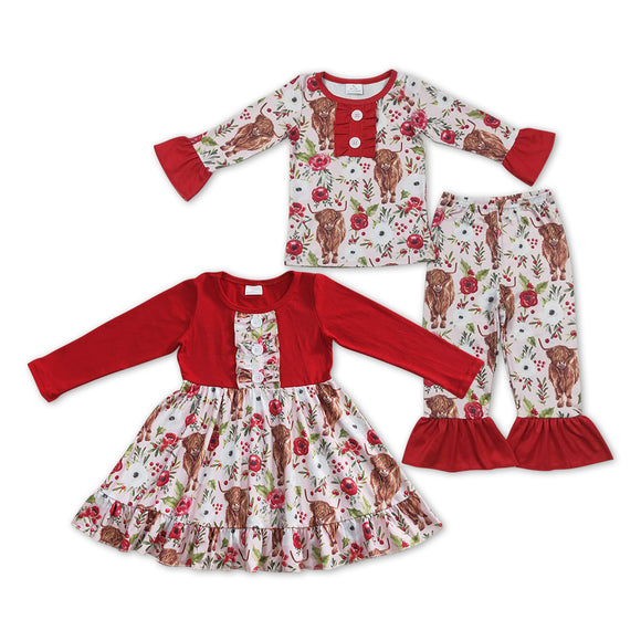 western highland cow red  girls clothing