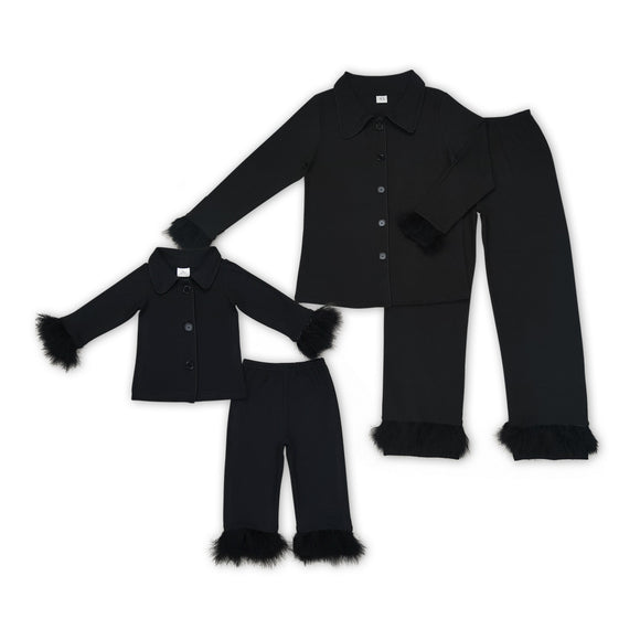 fall clothing black adult and kids pajamas