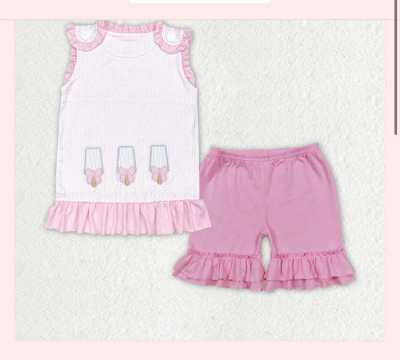 embroidery Popsicle ruffle shorts girls clothing