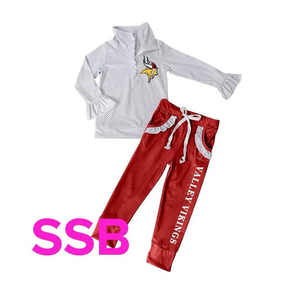 MOQ 3 custom style summer Vikings milk silk girls set