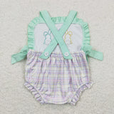 Matching Baby girls Easter bunny romper outfits embroidery