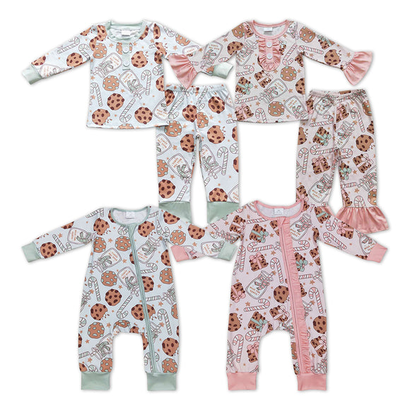 Christmas Santa Milk biscuit  kids pajamas