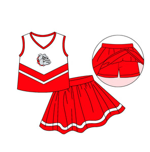 moq 3 custom style  BULLDOGS red Cheerleader uniform