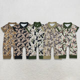 Matching Baby boys camo button long sleeve romper