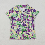 Matching Baby boys Mardi Gras button short sleeves shirt  tops